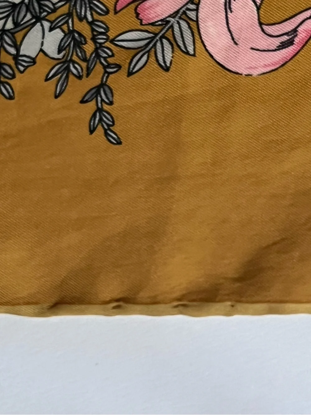 Pure silk scarf made in Italy with delicate florals and a rare circle metal clip